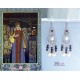 Серьги "Ажурные" серебро, жемчуг, гранат, лазури
